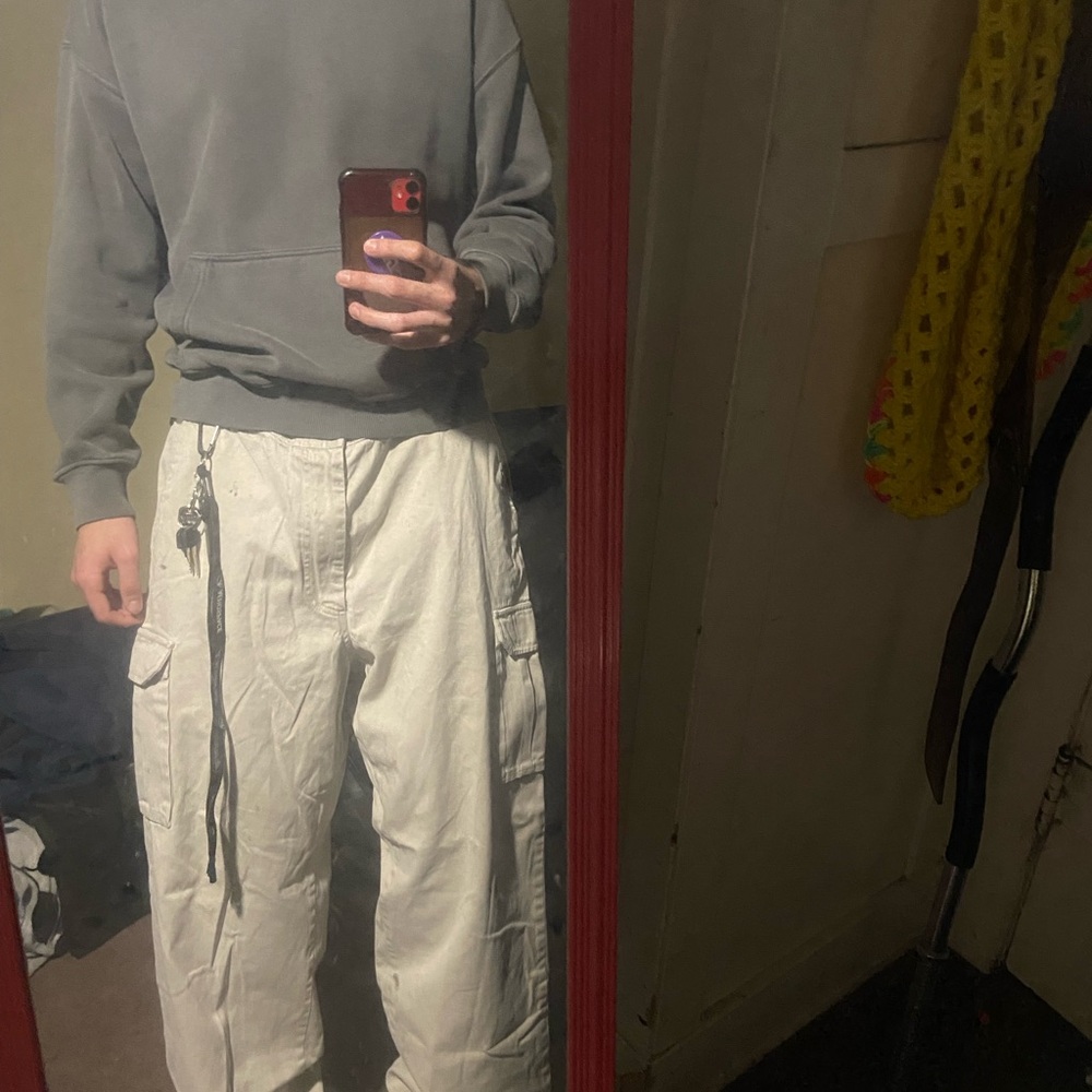 Men's White Cream Cargo Pants
